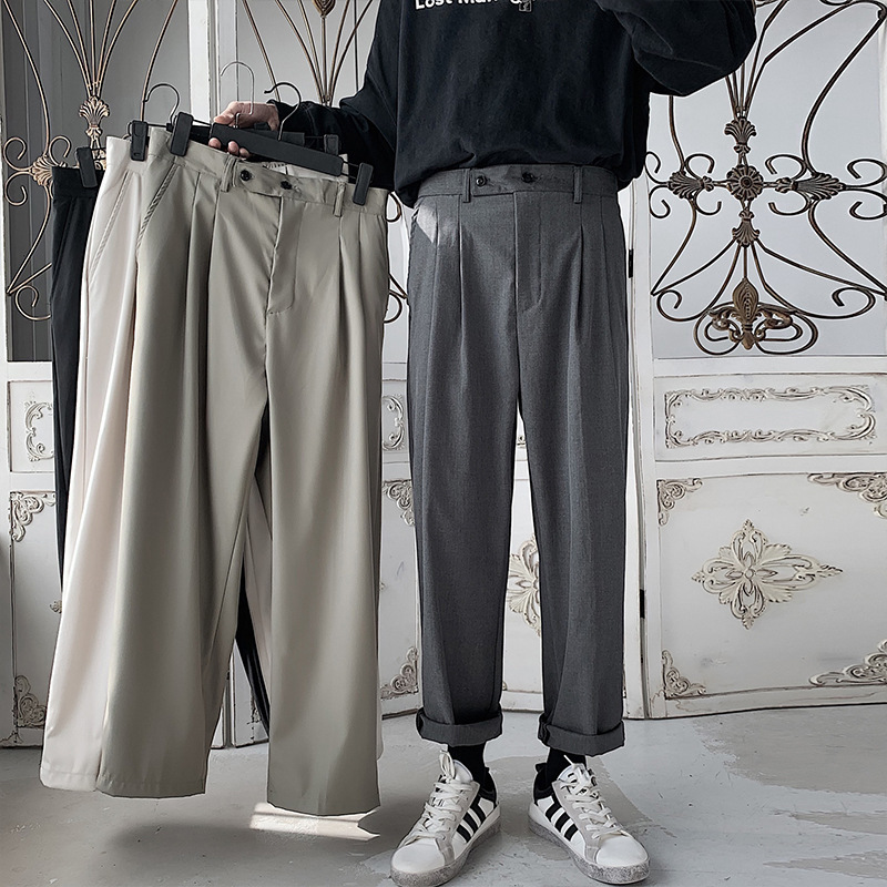 Dk Uniform-Style Men's Trousers Korean Version Trendy Versatile Drapey Casual Long Pants Loose Cool Straight Wide-Leg Pants Dk Uniform-Style Men's Trousers Korean Version Trendy Versatile Drapey Casual Long Pants Loose Cool Straight Wide-Leg Pants