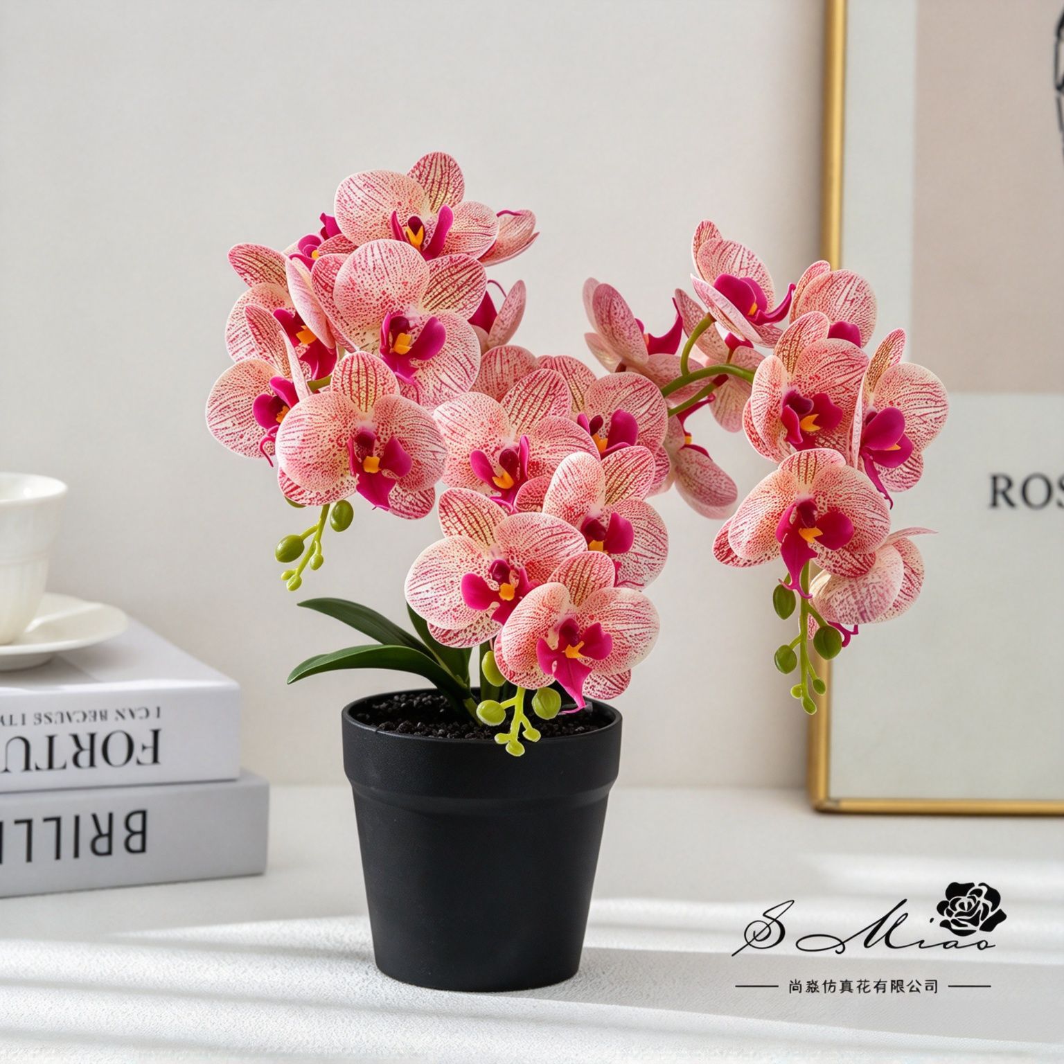 21 flores pequeñas Phalaenopsis se sienten bonsáis simulados en macetas flores falsas creativas decoración del hogar fotografía de flores artificiales flores de bodas image 3