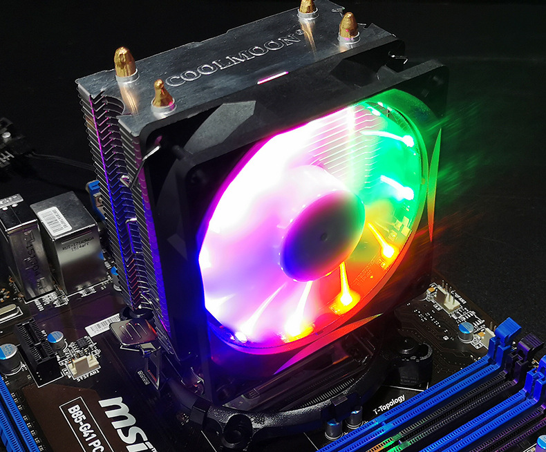 Master Dual Copper Tube Desktop Computer Silent Color Heat Pipe Cooling Fan CPU Cooler_voghion.com