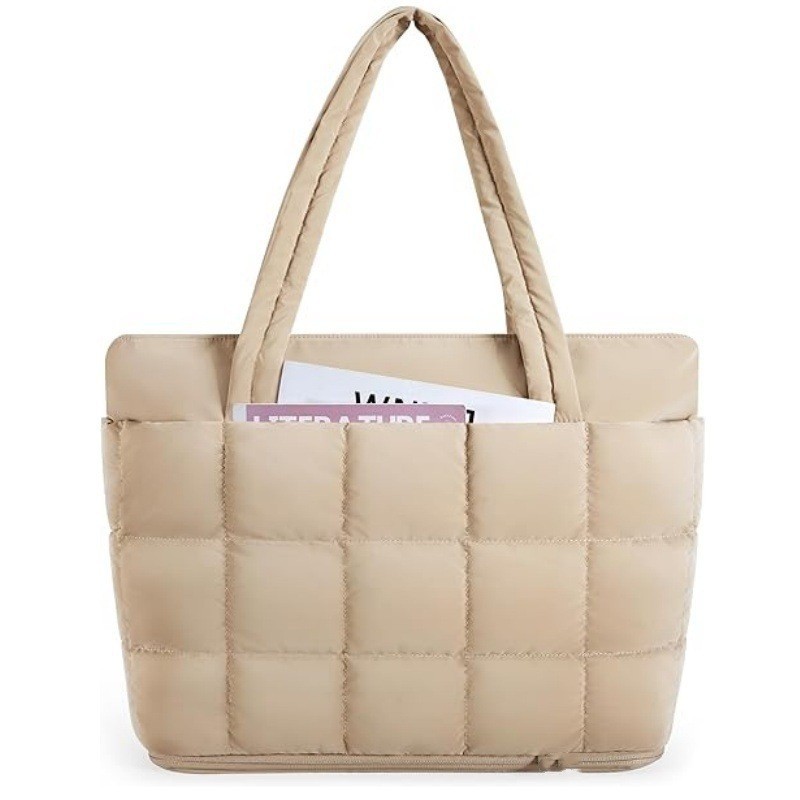 Amazon nuevo bolso tote para mujer bolso expandible bolso de mano esponjoso con cremallera bolso de hombro de viaje