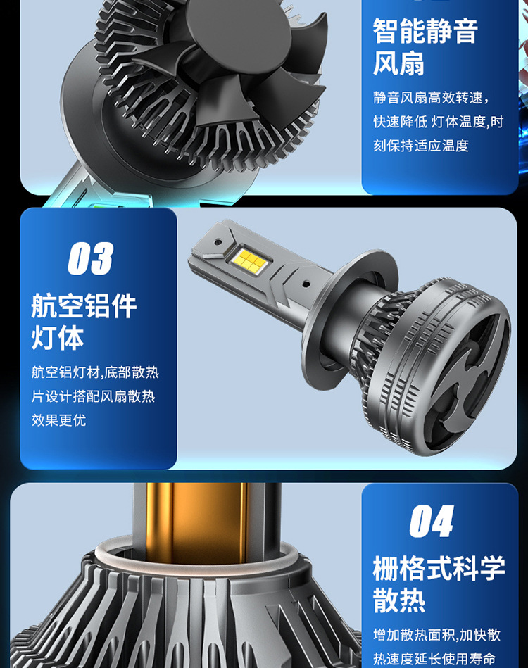 Cross-border car three-color headlight led laser H7 super bright 9005H11 far and near light H4 strong light H1 car bulb 9012