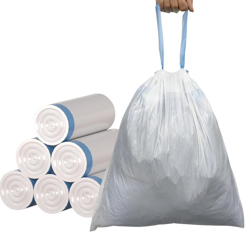 Bolsa de basura con cordón cocina portátil para el hogar engrosada gran dormitorio de estudiantes cierre automático de rutinas bolsa de plástico gruesa