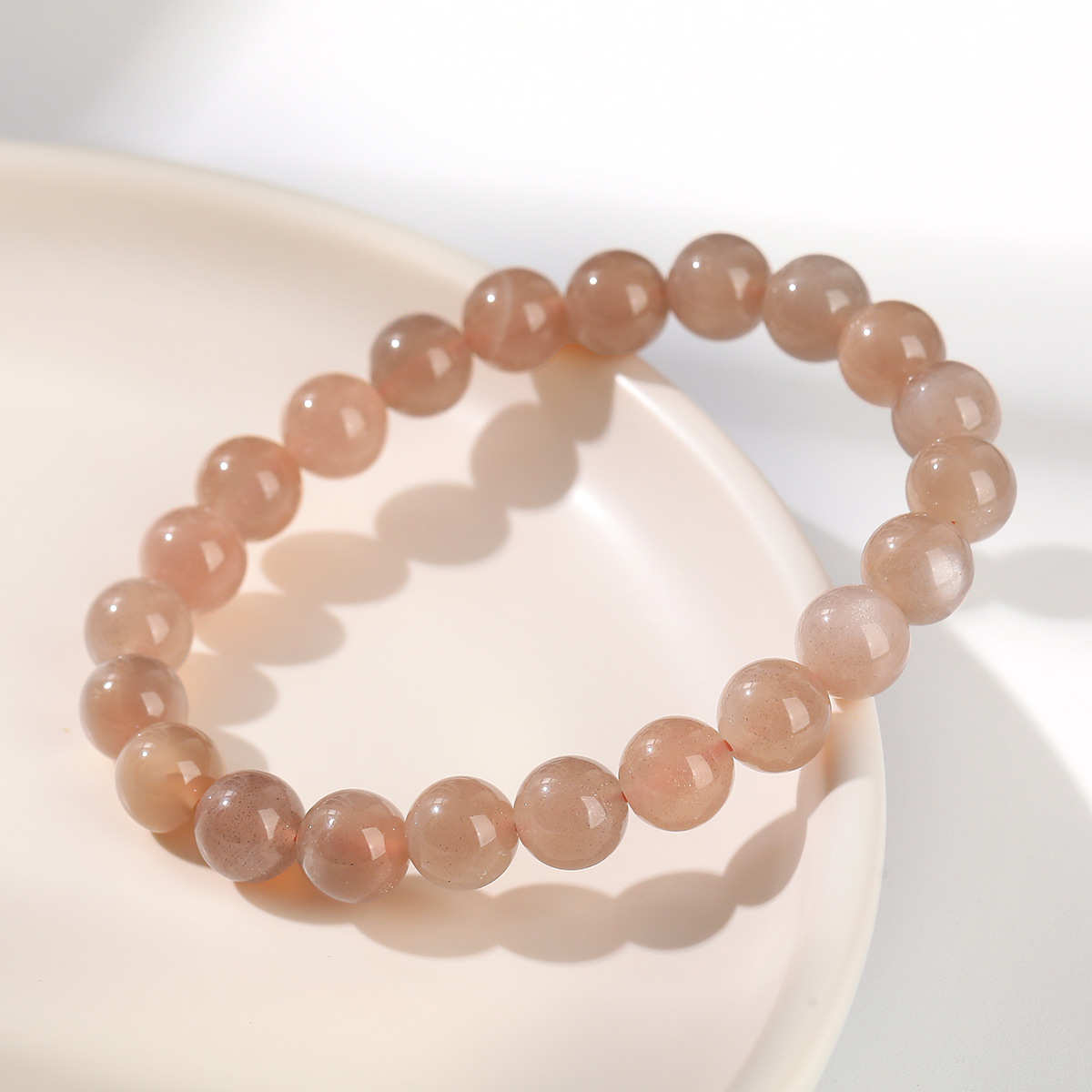 jingzhou jewelry 5a natural orange moonstone bracelet mermaid thin and glittering fashion high sense round beads bracelet wholesale