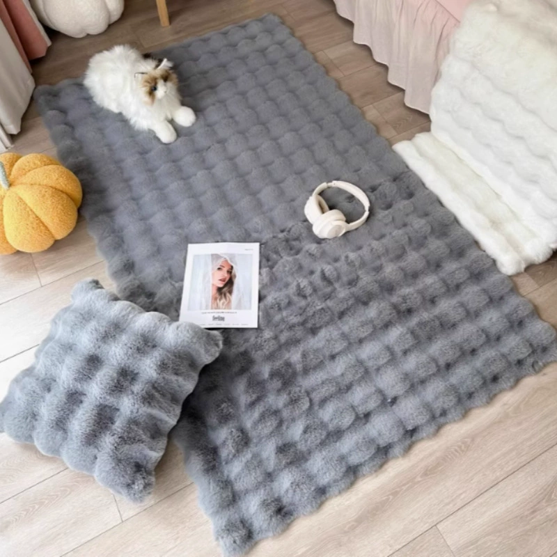 Soft cream carpet for bed, increased thickness