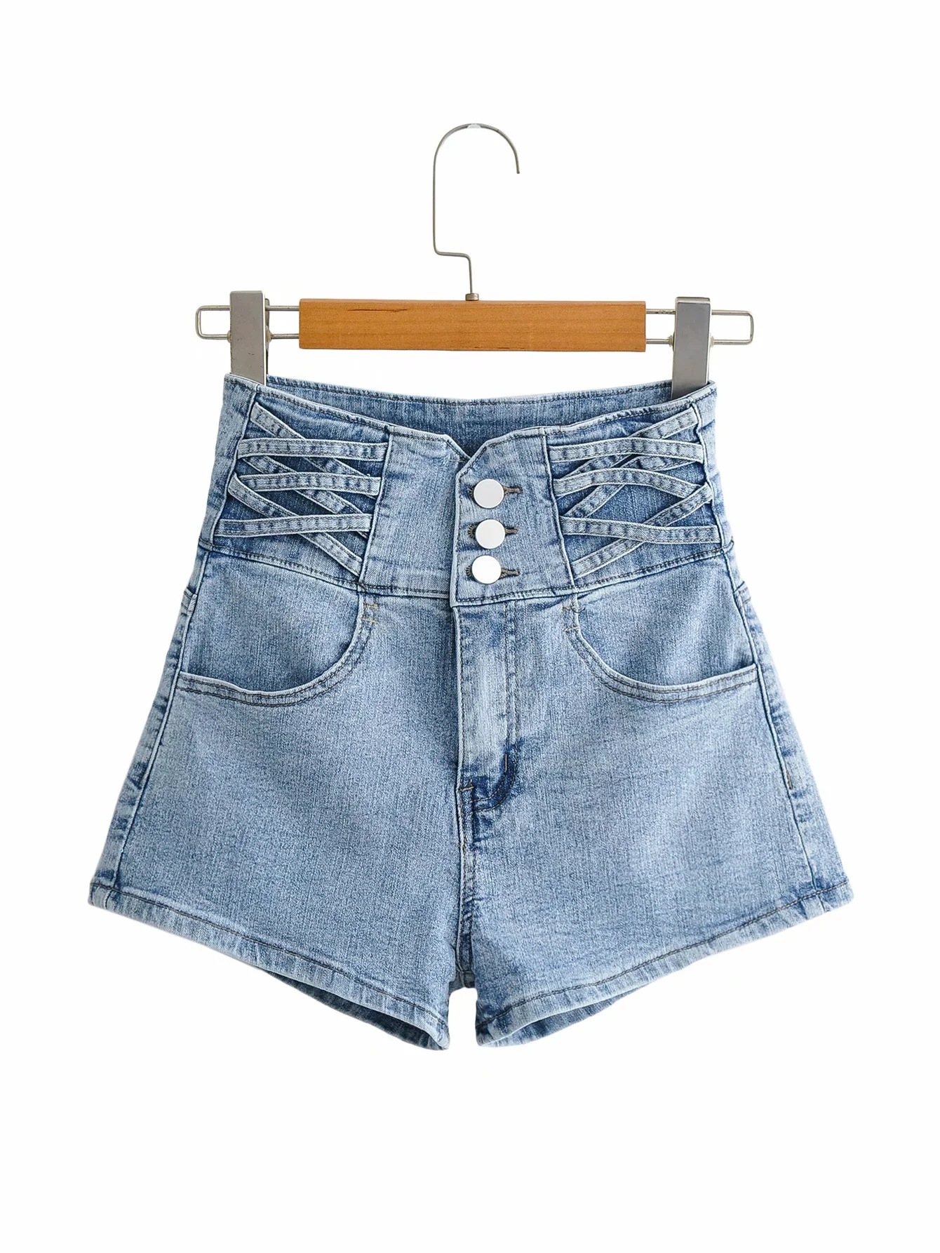 side straps super high waist jean shorts NSAC36823