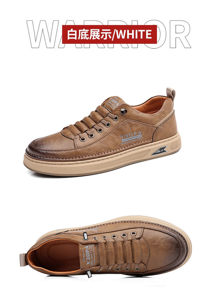 Giày da nam sneaker cổ thấp đế bằng, da bò thật phối chỉ khâu, phong cách Hàn Quốc thanh lịch — PZ7773 màu be, PZ7773 màu nâu, PZ7773 màu trắng, PZ7773 màu đen chi tiết 18