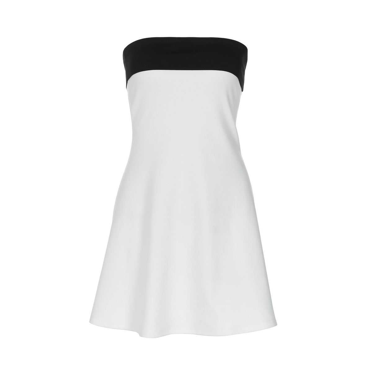 Women Clothing Spring Sexy Sexy Contrast Color Tube Top off Neck Waist Slimming Dress