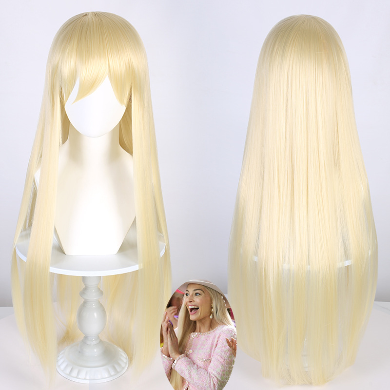 Cardamomo Barbie Cosplay peluca real película Barbie luz dorada recta cos peluca