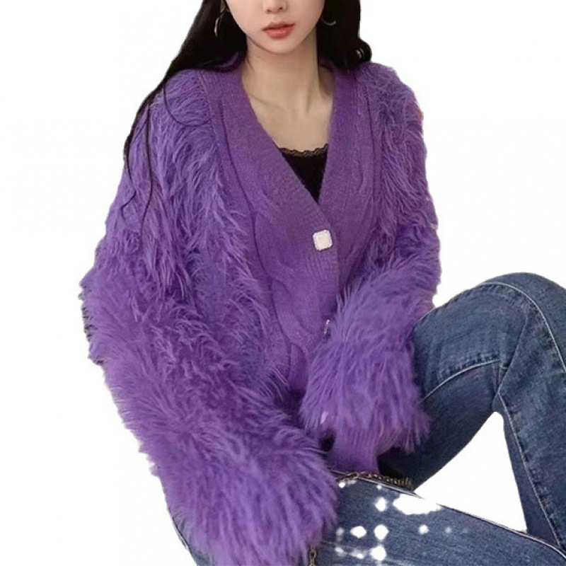2023 otoño e invierno nuevo más tamaño estilo coreano perezoso Faux visón terciopelo punto cardigan