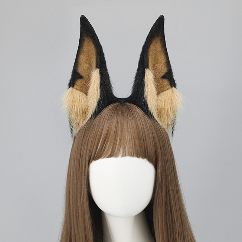 Tocado de peluche hecho a mano exposición cómica Cosplay perro oreja accesorios simulación bestia oreja accesorios para el cabello Dobbin perro oreja diadema