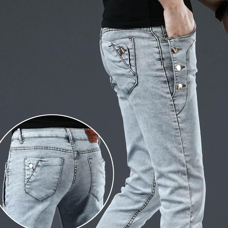 Jeans, thin overall, trend casual trousers, slim fit, Korean style, direct factory sales