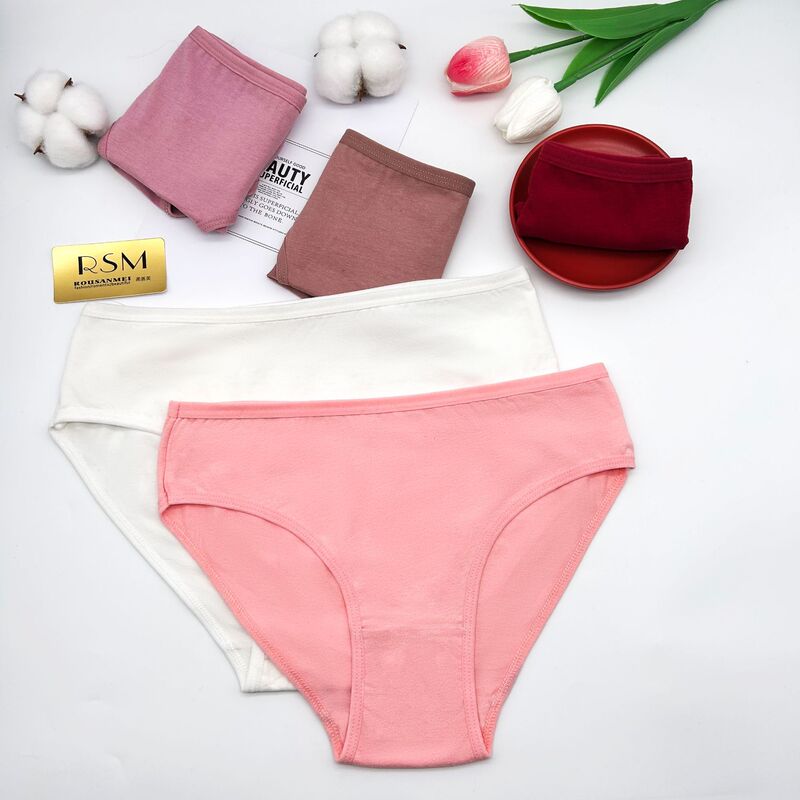 Pure Cotton Underwear Women Solid Color Casual Style Gentle Breathable Girl Briefs Shorts Cross-border Foreign Trade Wholesale