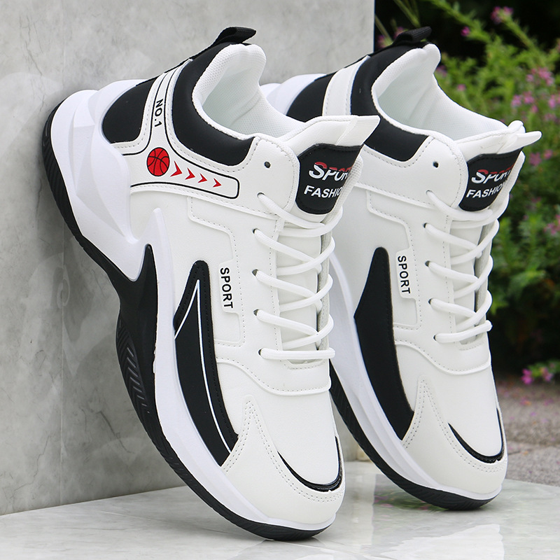 New high-top men's sneaker leather waterproof basketball shoes friction friction fashion skateboard shoes foreign trade generation