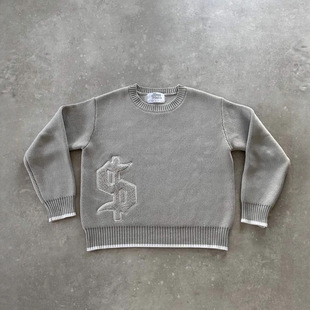 Cross-Border European and American Street Casual Loose Long-Sleeved Tops Autumn and Winter Pullover Round Neck $ Men's and Women's Knitted Sweaters