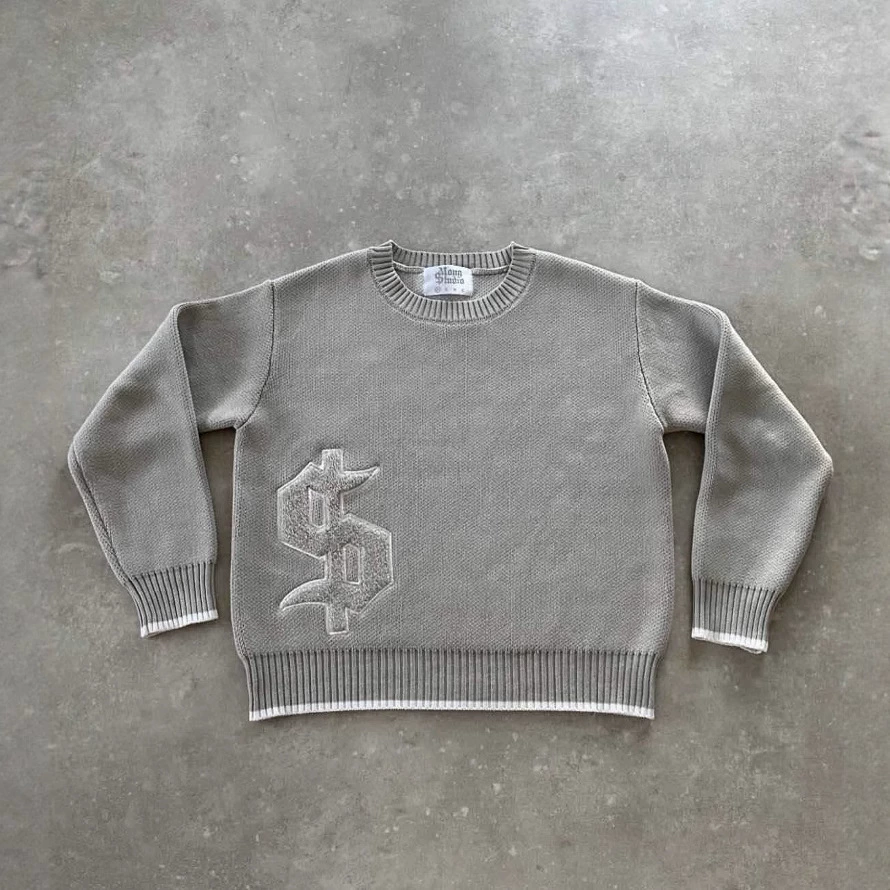 Трансграничные европейские и американские уличные повседневные свободные топы с длинными рукавами, осенне-зимние пуловеры с круглым вырезом $ мужские и женские вязаные свитера