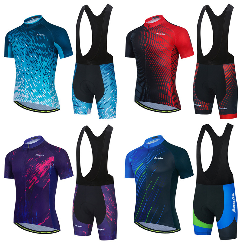 Aogda Summer New Men's Cycling Jersey Short-Sleeved Bib Suit Breathable Cycling Jersey