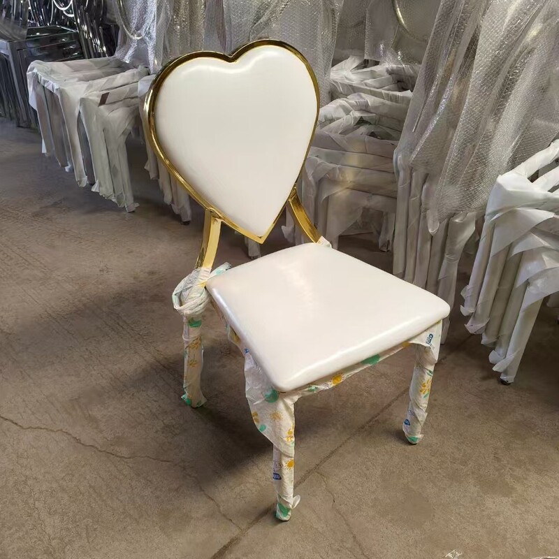 Hotel Banquet Chair Wedding Hotel Restaurant Nano Gold Electroplated Metal Sun Chair Heart-Shaped Backrest Chair Wholesale