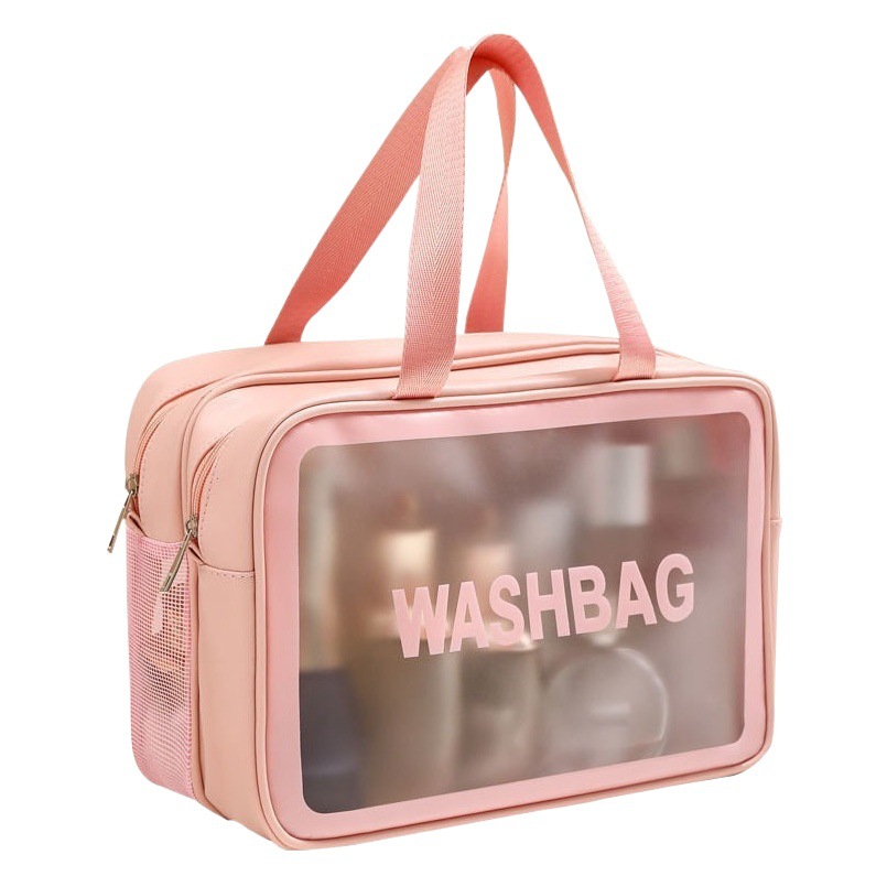 Ins Double Layer Dry and Wet Separate Toiletry Bag Portable PVC Dry and Wet Separate Swimming Bag Frosted Portable Double Layer Makeup