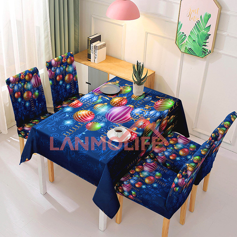 Navidad transfronteriza muñeco de nieve impresa manto de mesa decoración festiva de poliéster manto de mesa rectangular manto de mesa a prueba de polvo mayorista