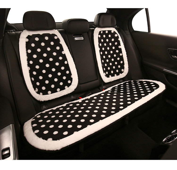 Car cushion winter short plush polka dot black and white cute women's car seat cushion seat cushion Internet celebrity polka dot seat cover