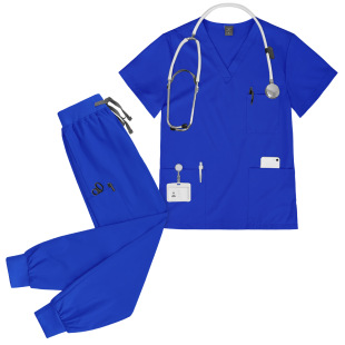 Elastic Surgical Scrub Suit for Women, Short-Sleeve Quick-Dry Doctor's Uniform for Medical Staff