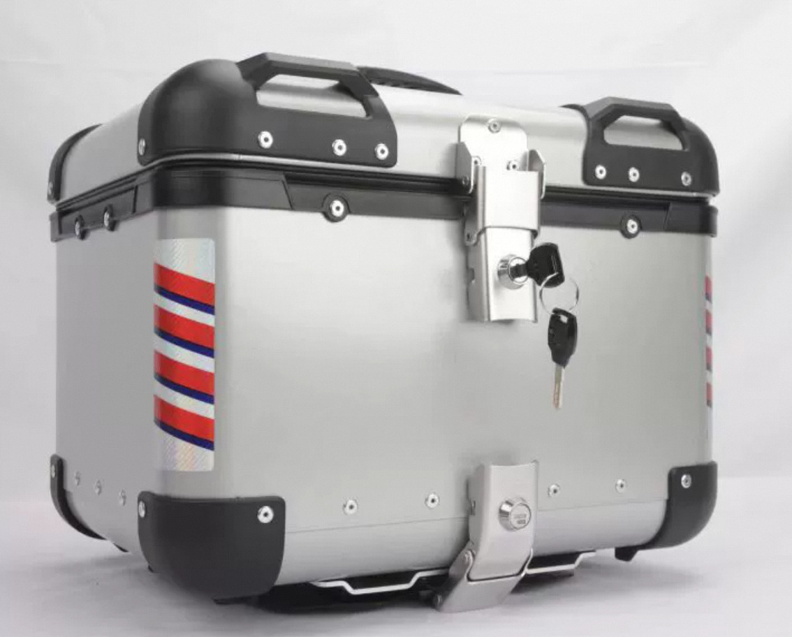 36L Aluminum Alloy Motorcycle Tail Box, Detachable Flat Round Style Motorcycle Rear Box, High-End Electric Motorcycle Trunk with Lock