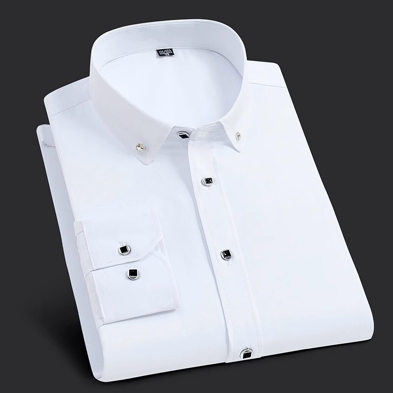 High-end white shirt men's long-sleeved white collar business casual non-ironing anti-wrinkle short-sleeved shirt professional work tooling