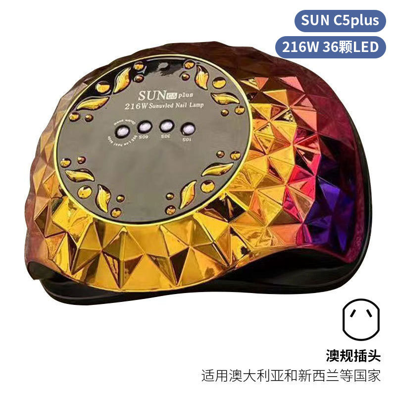 Lámpara de uñas de alta potencia de 256W con mango para principiantes, lámpara de curado de gel para esmalte de uñas, lámpara de fototerapia de secado rápido con colores deslumbrantes para uso transfronterizo.