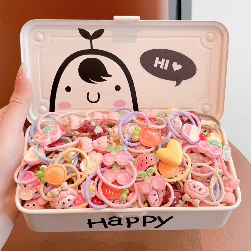 Cuerda para el cabello de color caramelo de dopamina, sentido avanzado femenino, cuerda para el cabello de dibujos animados de todo fósforo, cuerda para el cabello sin costuras, banda de goma para niños lindos