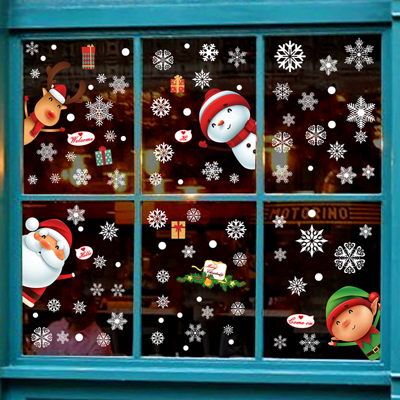 アマゾンクリスマス雪花窓吸着膜クリスマス装飾冬休日クリスマス来人トナカイパーティー窓貼り|undefined