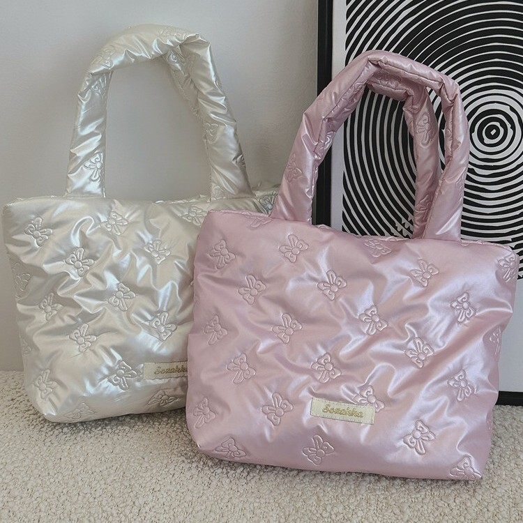 49221 Solid Color Love Small Square Bag Cotton Cute Handbag Breakfast Bag Shopping Portable Lunch Bag