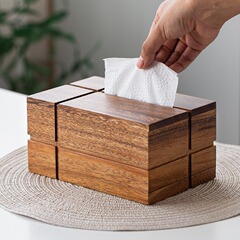 ヨーロッパ風モダンシンプル無垢材ティッシュボックスクルミ材ティッシュボックスリビングルーム家庭用クリエイティブ木製ティッシュボックス