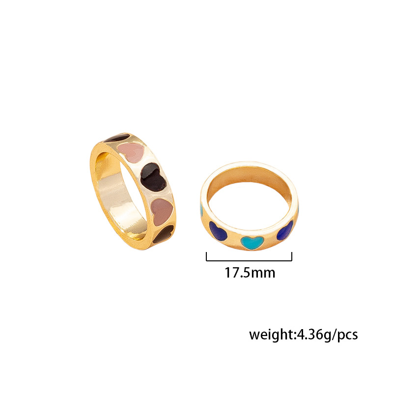 Korean Alloy Dripping Contrast Color Heart Ring Wholesale display picture 1