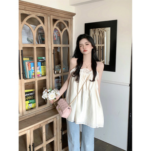 Plus Size White Pure Lust Style Sweet Loose Inner Wear Niche Summer Small Camisole Women's Outer Wear Bottoming Shirt Top