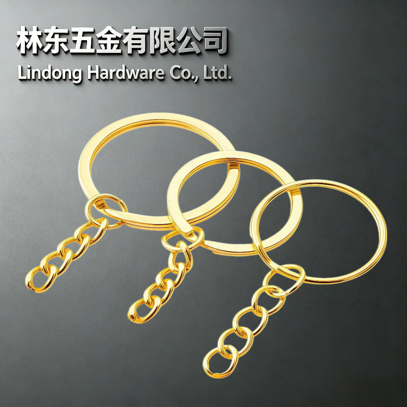Golden Keychain Key Ring Hanging Chain Iron Electroplated Keychain Ring Hanging Chain Keychain Doll Pendant