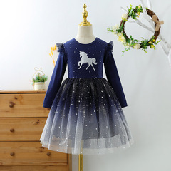 Girls' Spring and Autumn Season New Fashion Outfit Baby Dress with Long Sleeves Princess Style Cotton Children's Dress