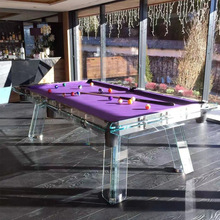 水晶钢化玻璃中式黑八台球桌商用KTV别墅亚克力美式九球桌球台