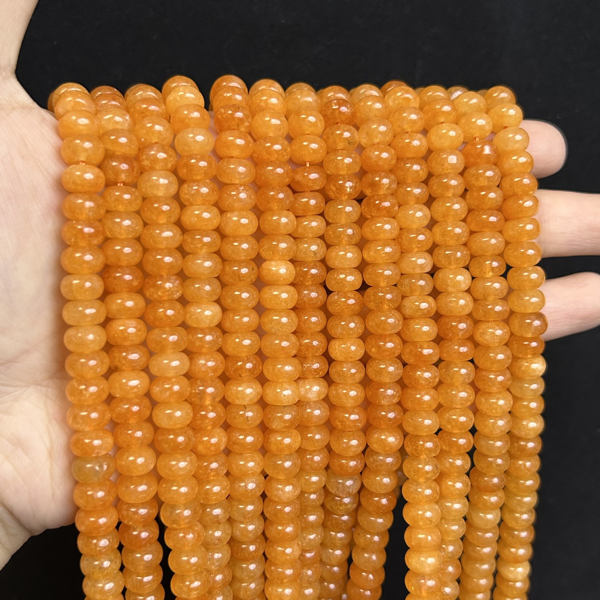 高品质橙太阳石散批珠子算盘珠diy饰品配件手工串珠现货材料批发