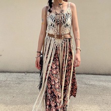 新款复古民族风度假休闲长流苏波西米亚风情吊带云南泰国旅游纯手