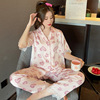 Pijama, summer lace cardigan, trousers, set, with short sleeve