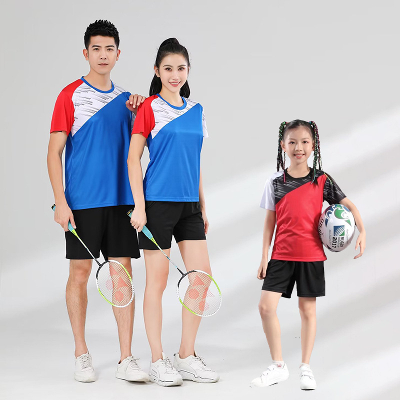 儿童运动羽毛球兵乒球速干衣网球训练服亲子套装公司活动团建短袖