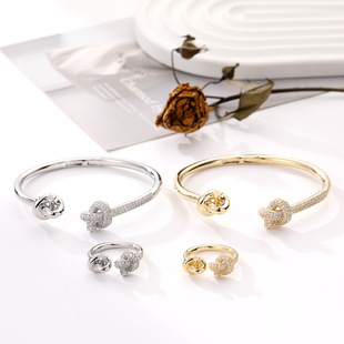 T family high version knotted open bracelet niche ins cold style fashion light luxury bracelet knotted ring bracelet for women