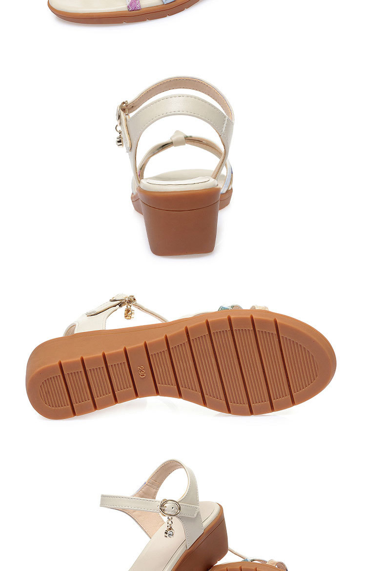 Sandal nữ đế bằng mùa hè quai chữ V đế gân bò chống trơn trượt — Màu be chi tiết 14