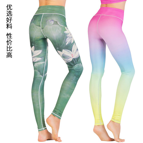 Lycra High Waist Peach Leggings Printed Yoga Pants Women's Dance Outdoor Sports Fitness Pants Cross Domestic Sales Wholesale