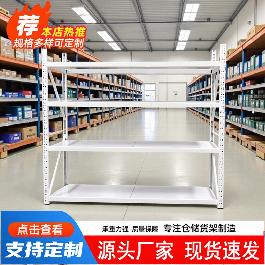 批发轻型仓库货架家用储藏室金属仓储展示架加厚四层快递收纳架