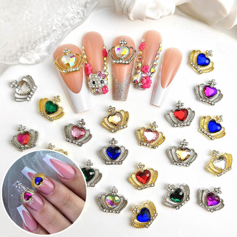 New alloy princess style Love Diamond Crown nail jewelry DIY nail hairpin brooch Accessories Wholesale New alloy princess style Love Diamond Crown nail jewelry DIY nail hairpin brooch Accessories Wholesale