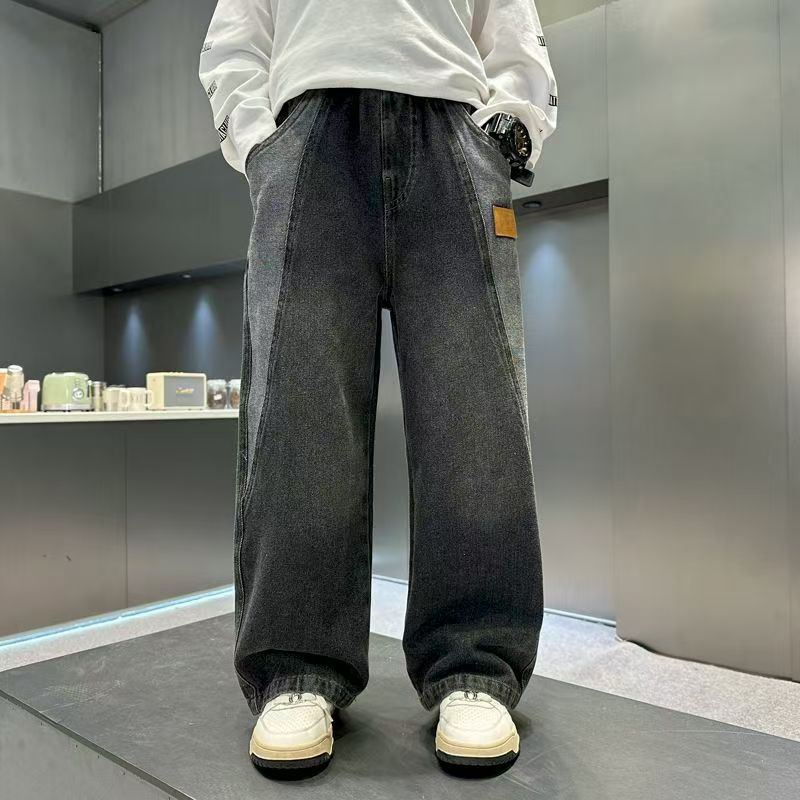 Pantalones vaqueros de pierna ancha para niños, estilo recto holgado, ideales para primavera y otoño. Ropa de moda para niños pequeños de 3 a 7 años._voghion.com