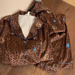 春秋季冰丝缎面睡衣女长袖长裤网红风高级感可外穿家居服两件套装