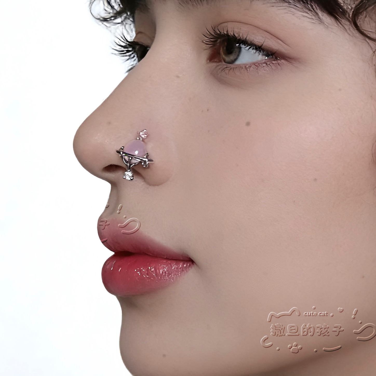 Pointed labret stud close-up product detail