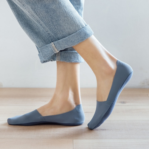 Pure Color Boat Socks Cotton Slipping Resistant Sweat Absorbent Sports Men's Ice Silk Boat Socks Thick Invisible Socks Versatile Fashion